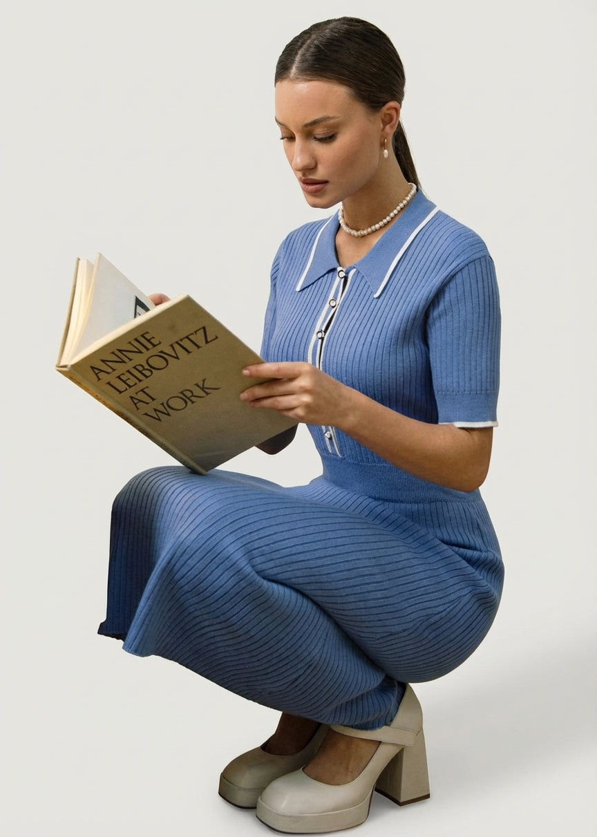Mira Sante | Polo Collar Midi Dress