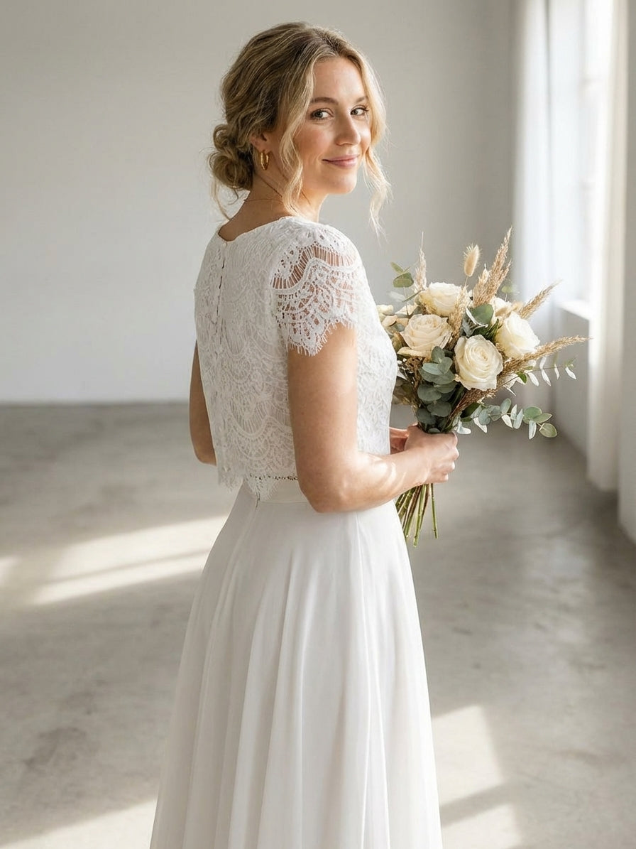 Mira Sante | Women’s White Two-Piece Bridal Gown