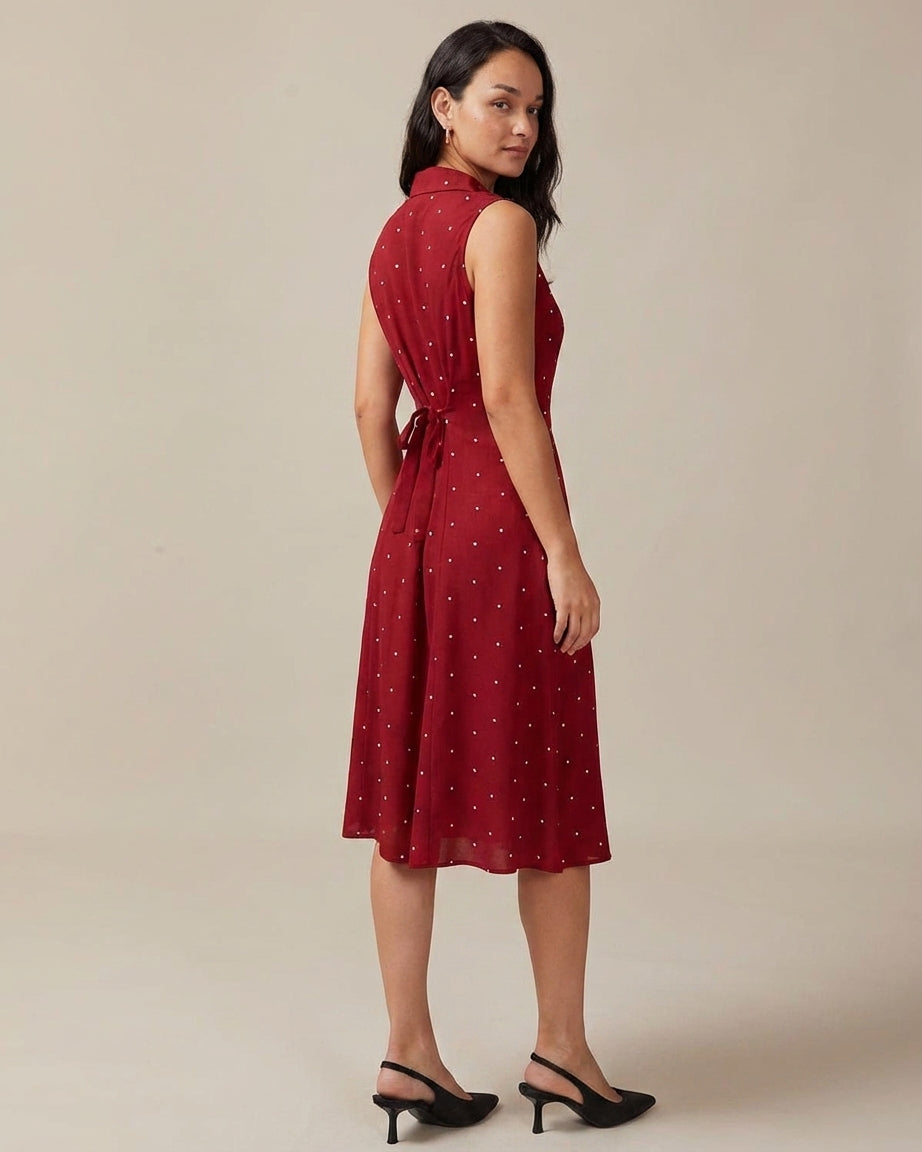 Mira Sante | Red Polka Dot Tie Back Midi Dress