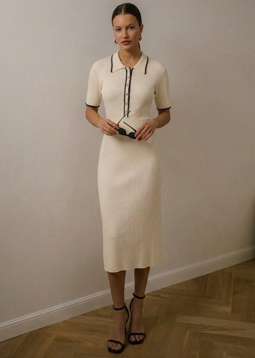 Mira Sante | Polo Collar Midi Dress