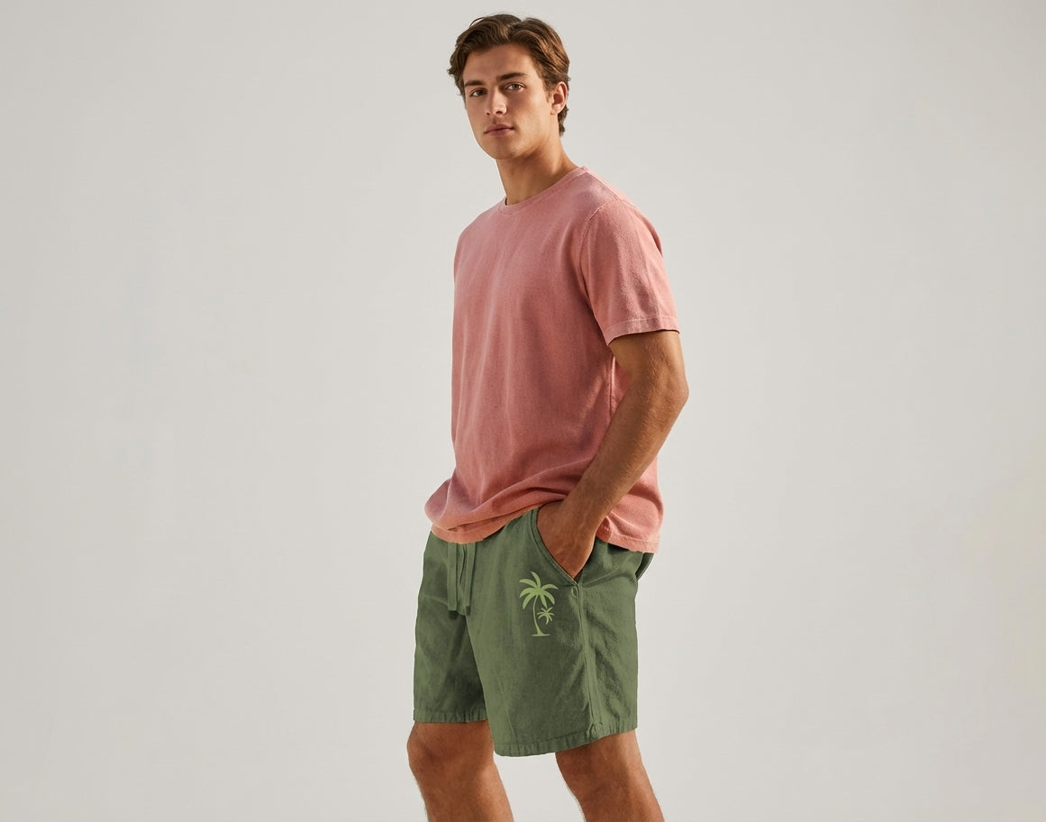 Mira Sante | Summer Shorts with Palm Embroidery