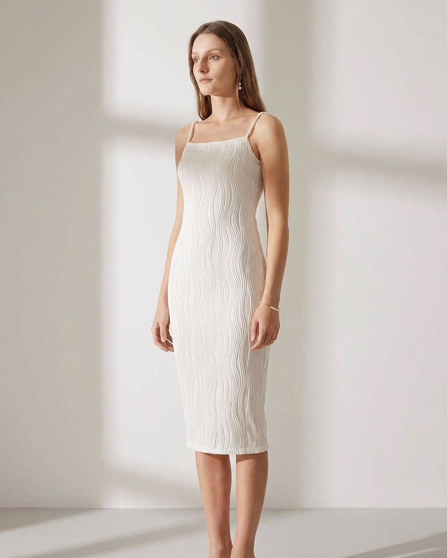 Vivienne Cord | Water Ripple Cami Dress White