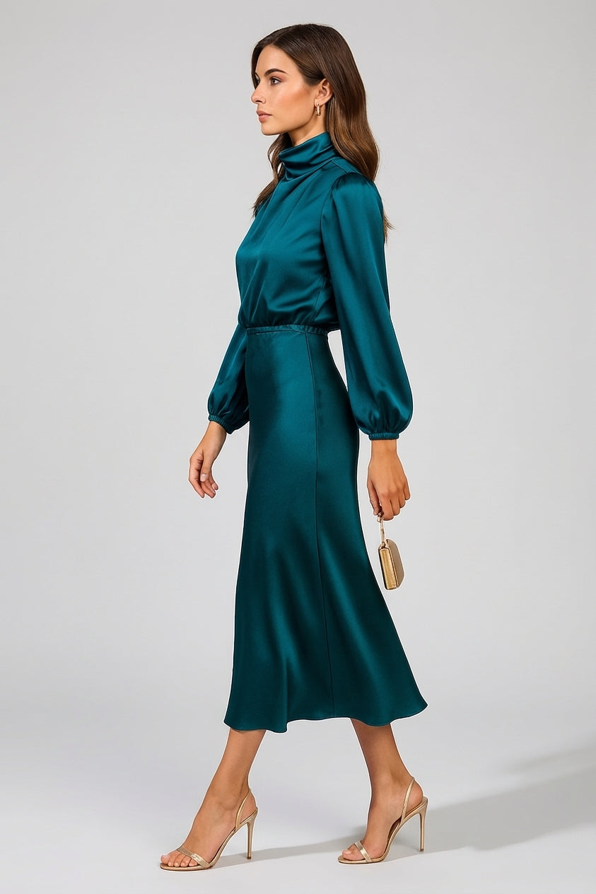 Mira Sante | Women's High Neck Midi Dress