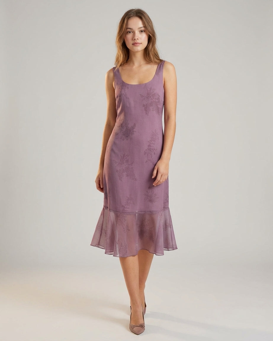 Mira Sante | Purple Floral Midi Mermaid Skirt