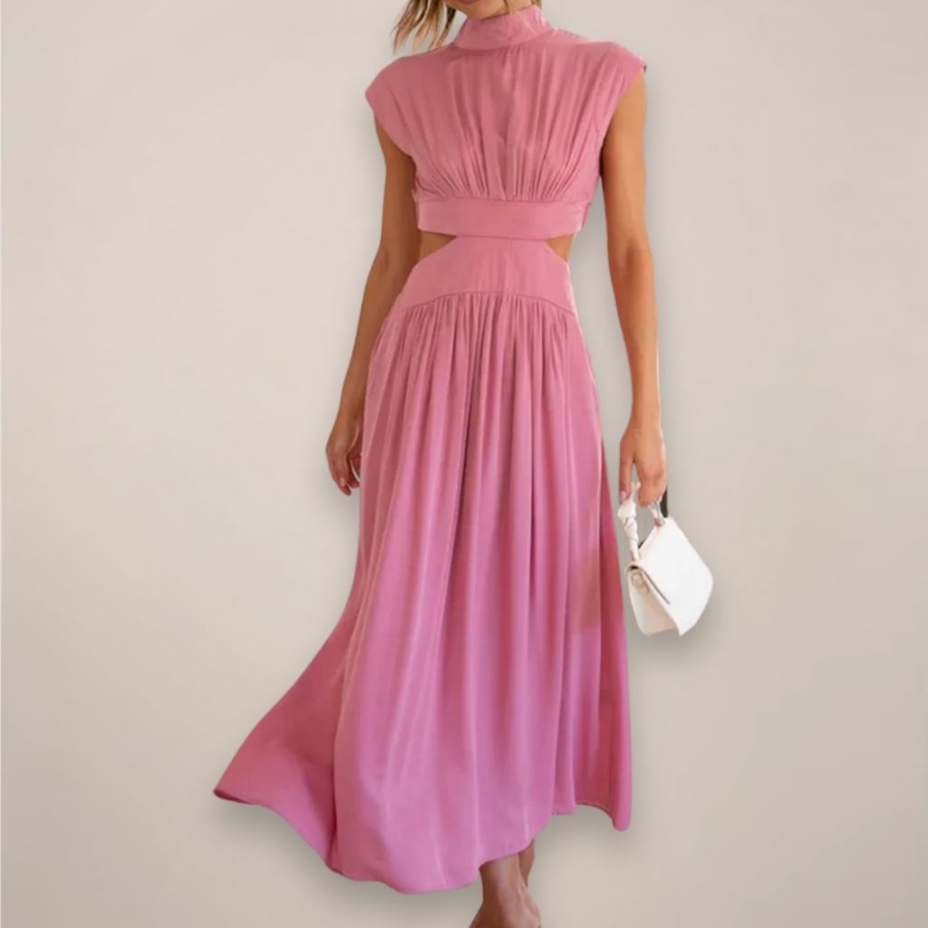 Mira Sante | Elegant Maxi Dress with Cap Sleeves