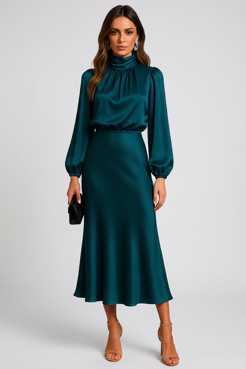 Mira Sante | Women's High Neck Midi Dress