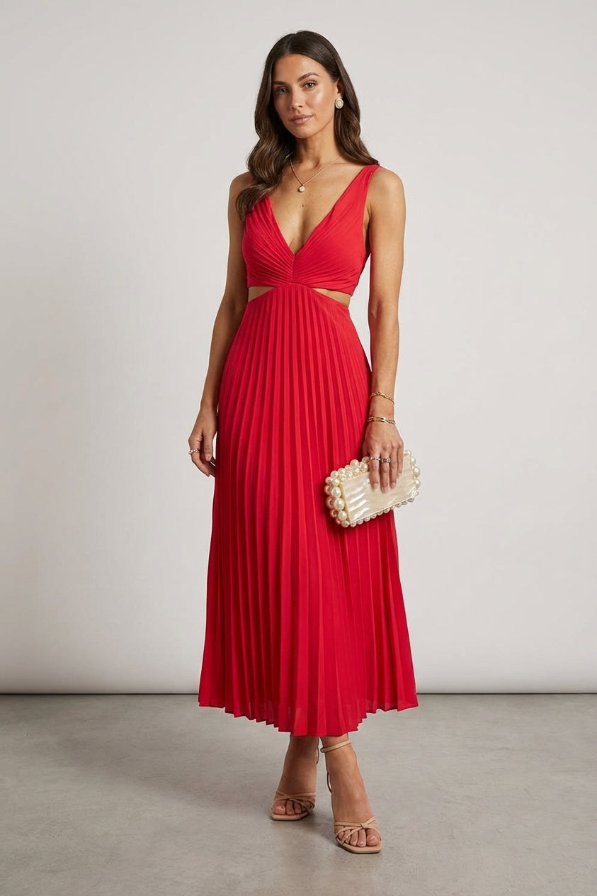 Isolde Brune | Elegant Satin Pleated Evening Dress