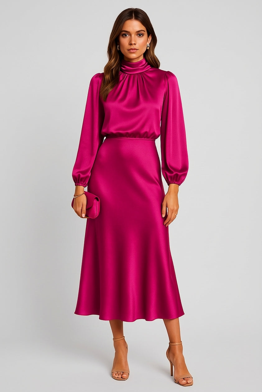 Mira Sante | Women's High Neck Midi Dress