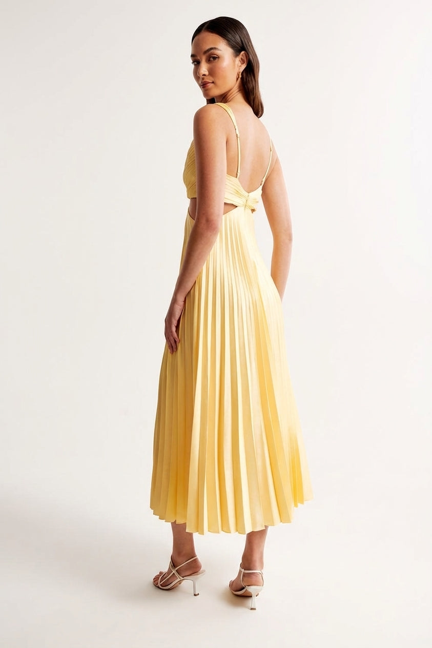 Isolde Brune | Elegant Satin Pleated Evening Dress