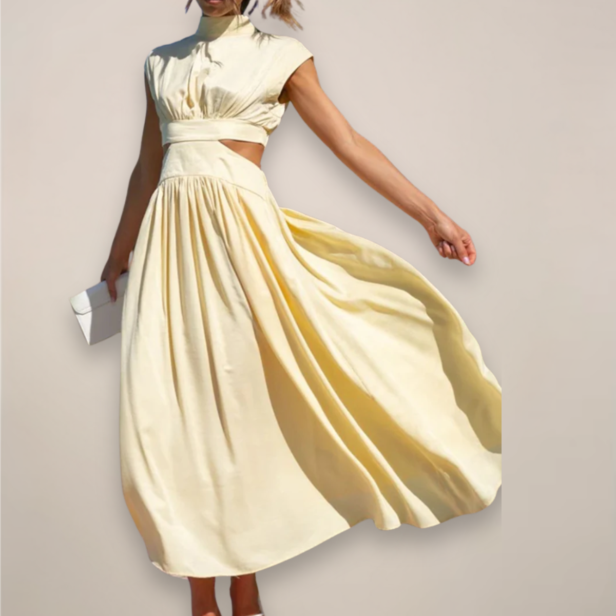 Mira Sante | Elegant Maxi Dress with Cap Sleeves