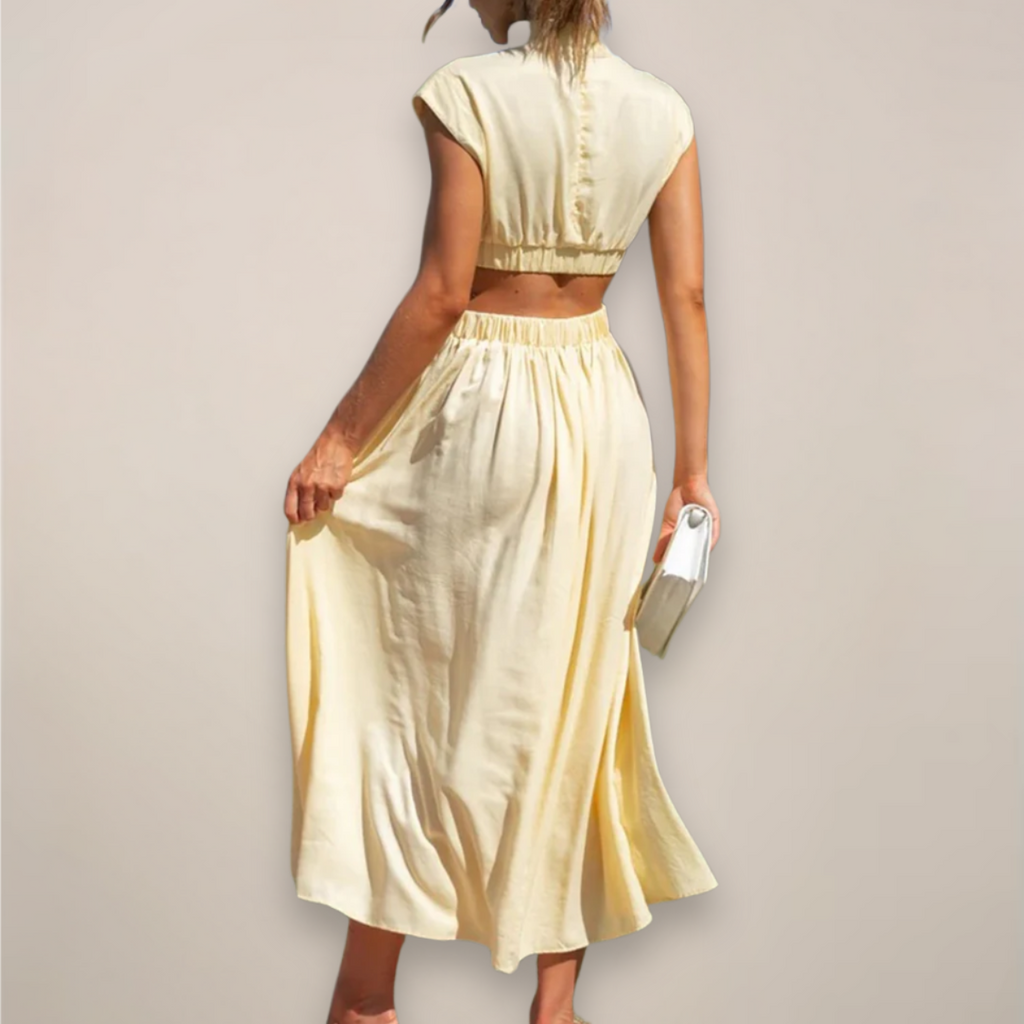 Mira Sante | Elegant Maxi Dress with Cap Sleeves