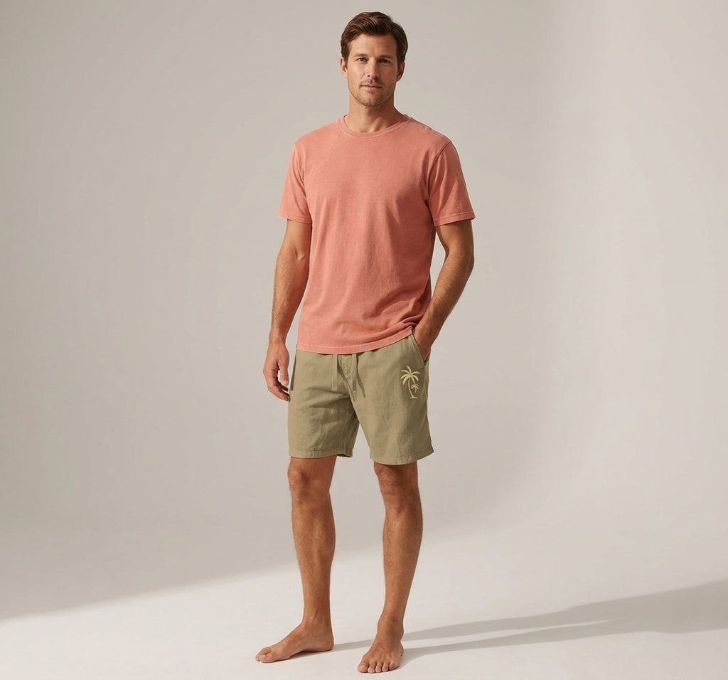 Mira Sante | Summer Shorts with Palm Embroidery