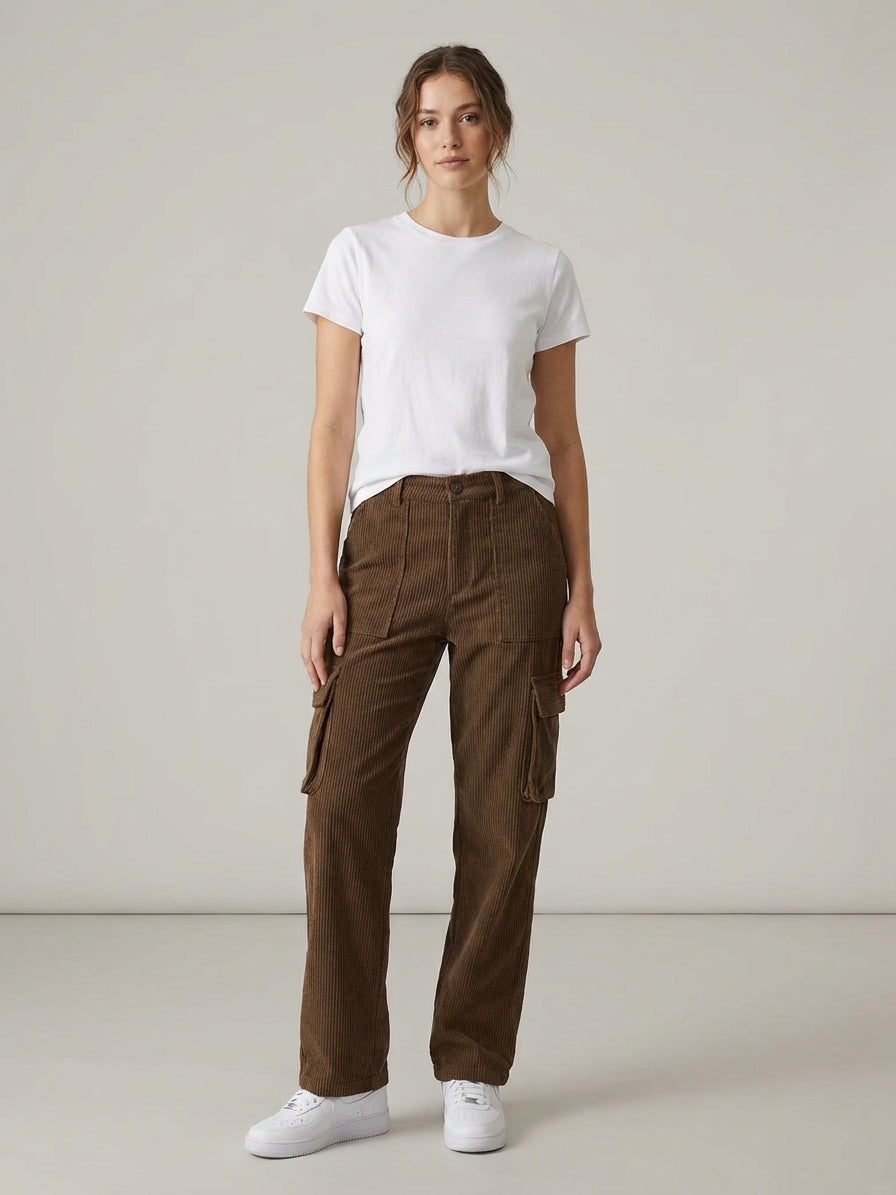 Bram Veld | Men’s Corduroy Cargo Shorts Brown