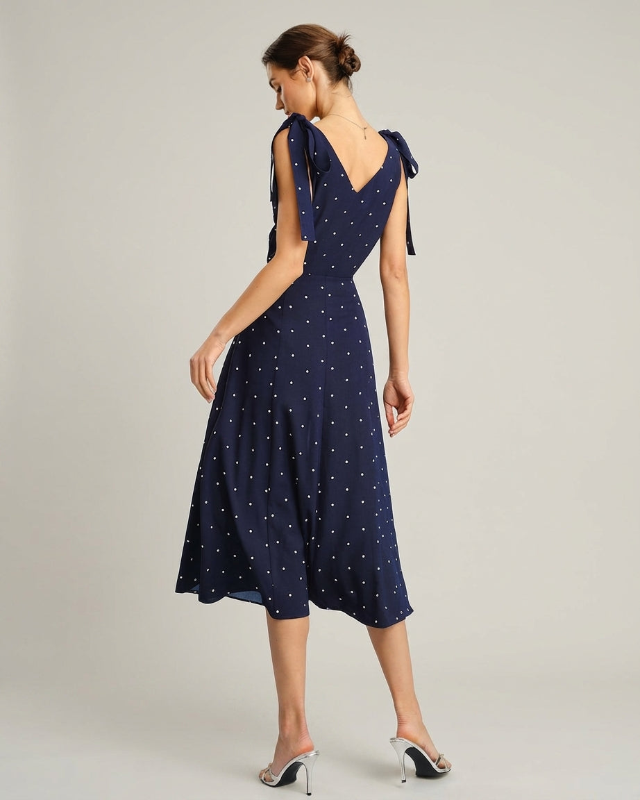 Mira Sante | Navy Polka Dot Midi Skirt