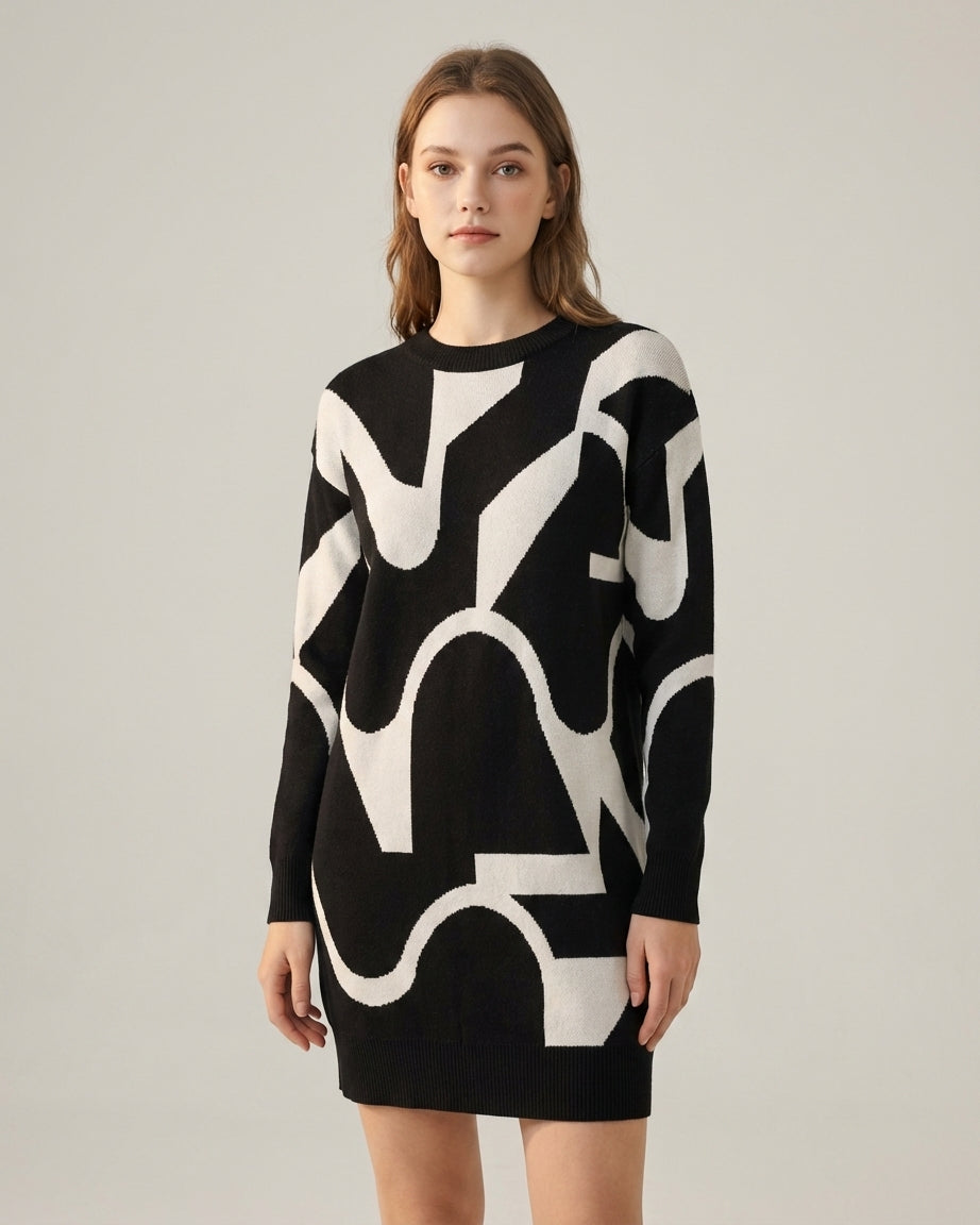 Mira Sante | Black Mermaid Hem Knit Midi Dress