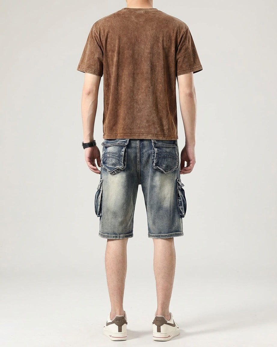 Bram Veld | Men’s Denim Cargo Shorts Blue