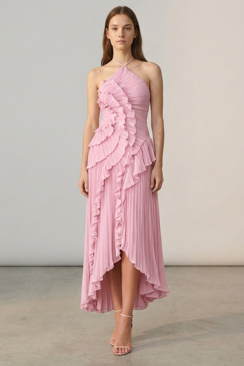 Vivienne Cord | Women’s Halter Ruffled Maxi Dress