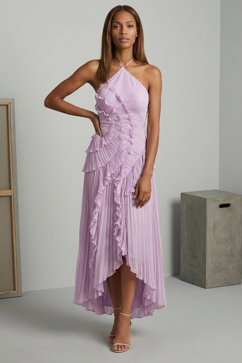 Vivienne Cord | Women’s Halter Ruffled Maxi Dress