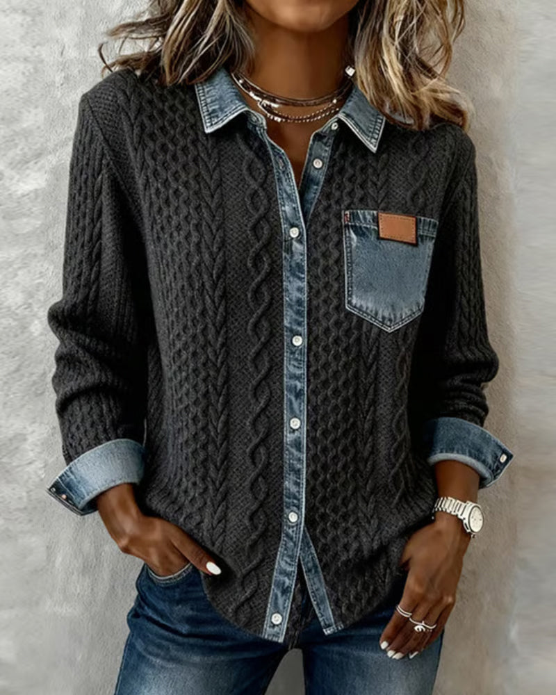 Isabelle Dallon | Women's Cable-Knit Long-Sleeve Blouse