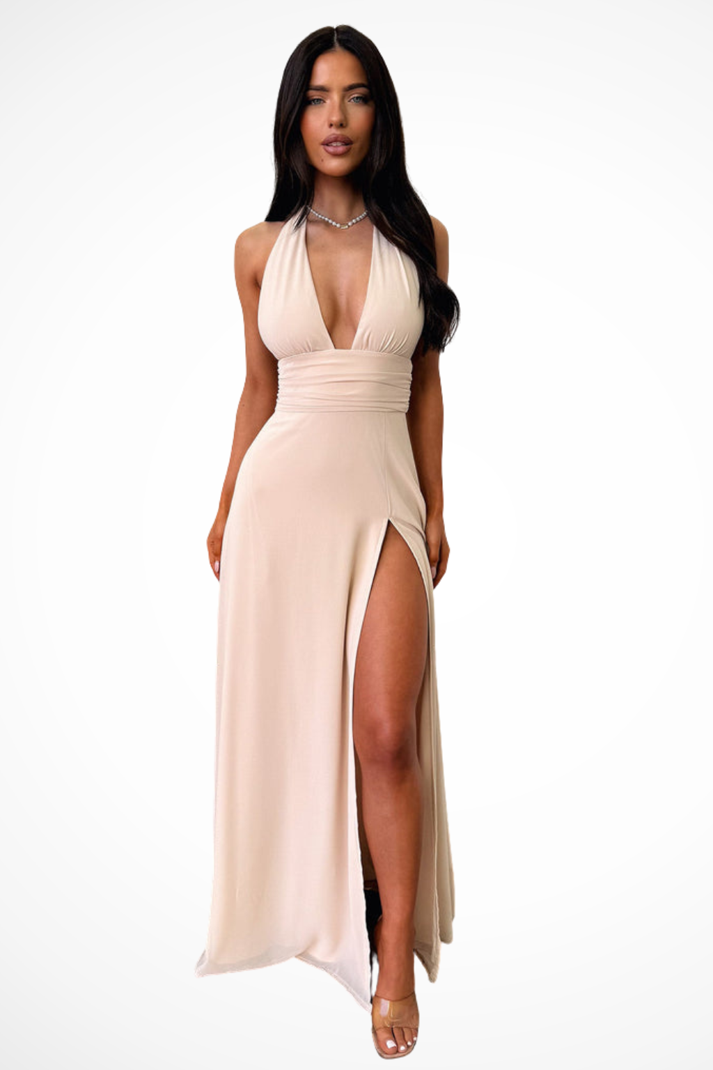 Mira Sante | Side-Slit Halter Maxi Dress