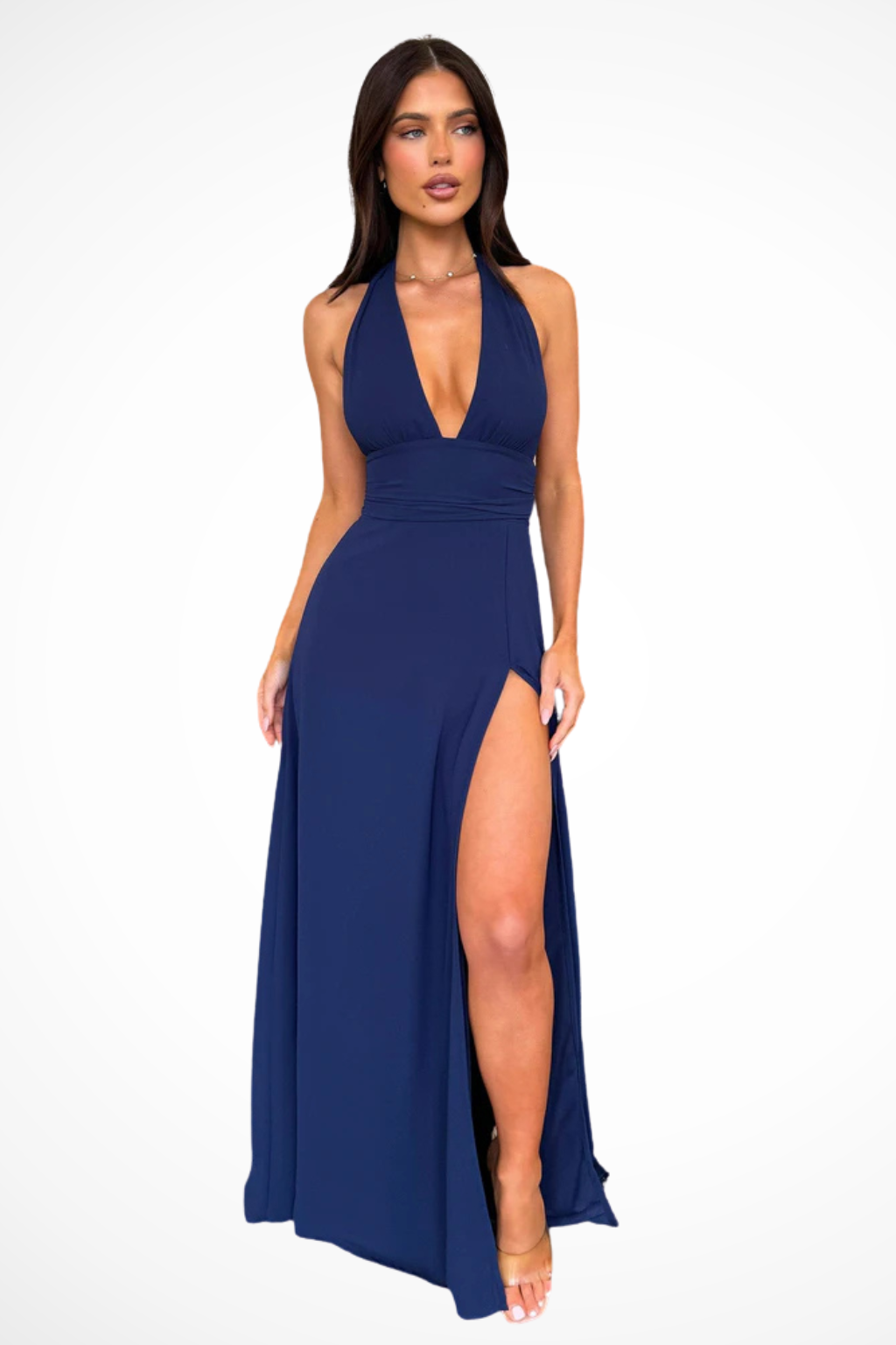 Mira Sante | Side-Slit Halter Maxi Dress