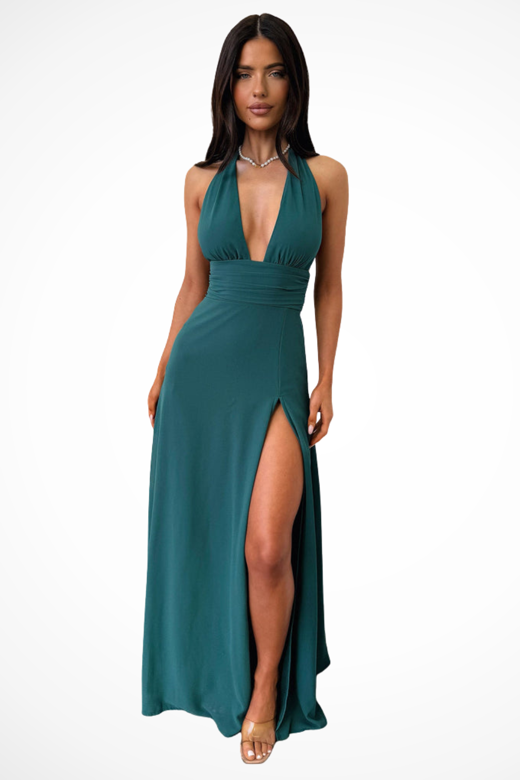 Mira Sante | Side-Slit Halter Maxi Dress
