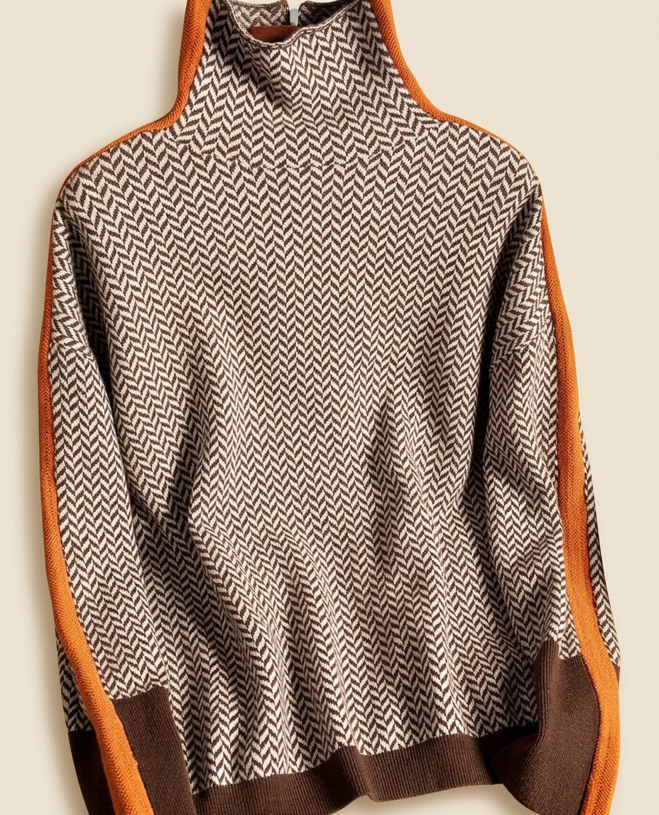 Laurence Delmas | Women's Turtle Neck Printed Sweater