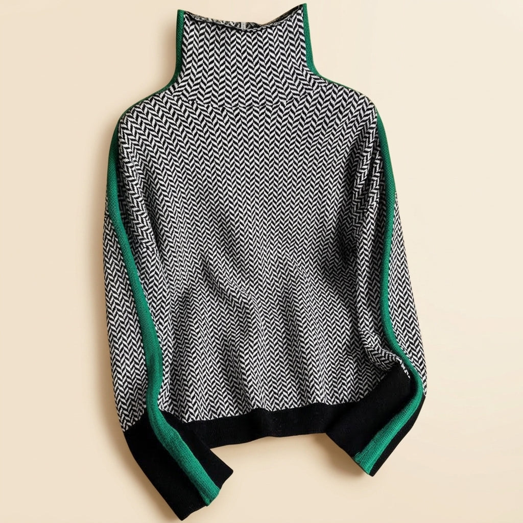 Laurence Delmas | Women's Turtle Neck Printed Sweater