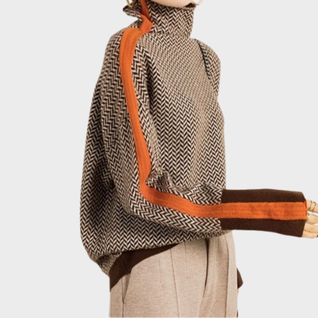 Laurence Delmas | Women's Turtle Neck Printed Sweater