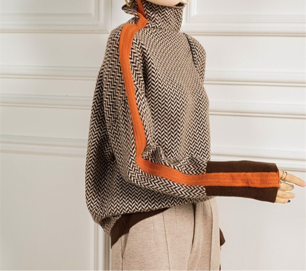 Laurence Delmas | Women's Turtle Neck Printed Sweater