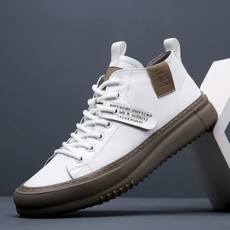 Lucien Cor | Men's Leather Sneakers Lace Up Casual High Top