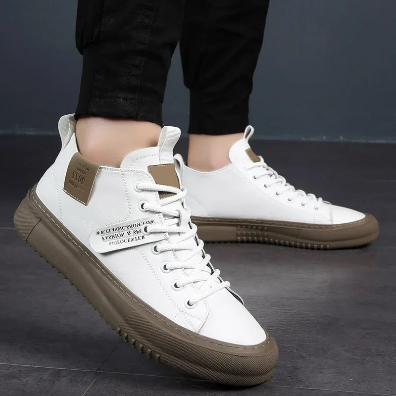 Lucien Cor | Men's Leather Sneakers Lace Up Casual High Top