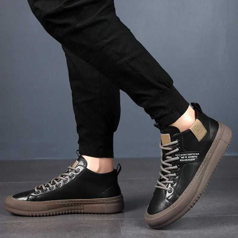 Lucien Cor | Men's Leather Sneakers Lace Up Casual High Top