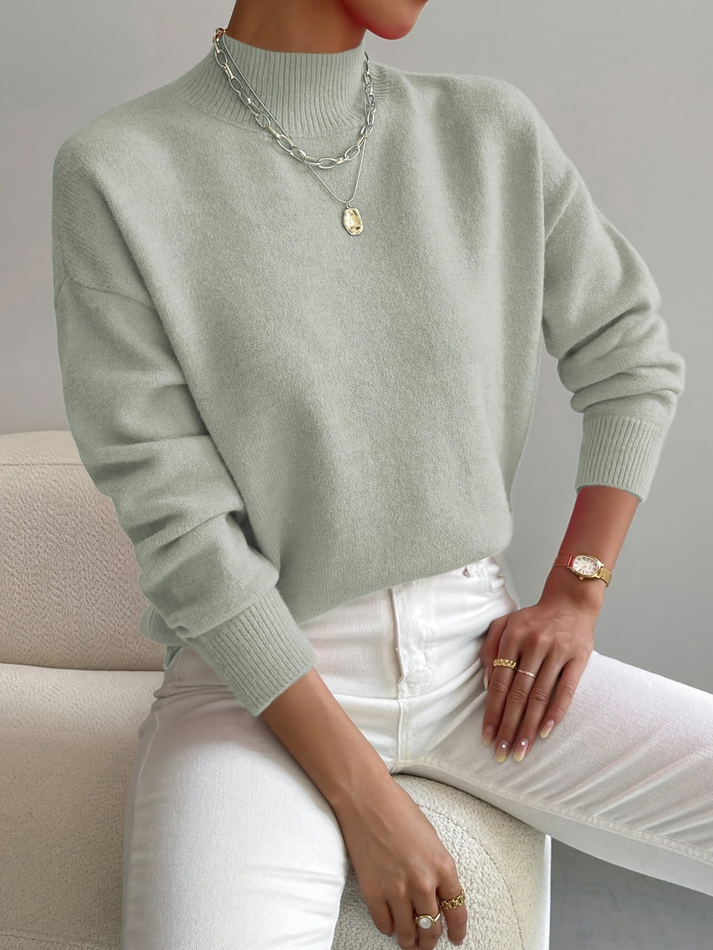 Leonie Demy | Women's Plain Long Sleeves Sweater