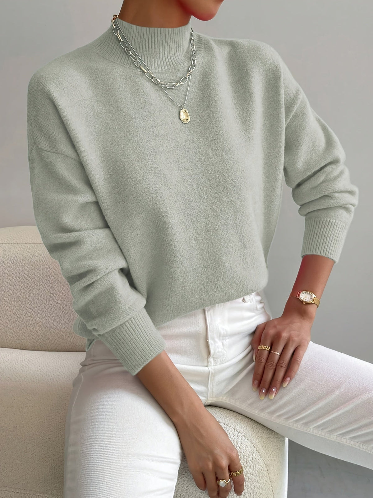 Leonie Demy | Women's Plain Long Sleeves Sweater