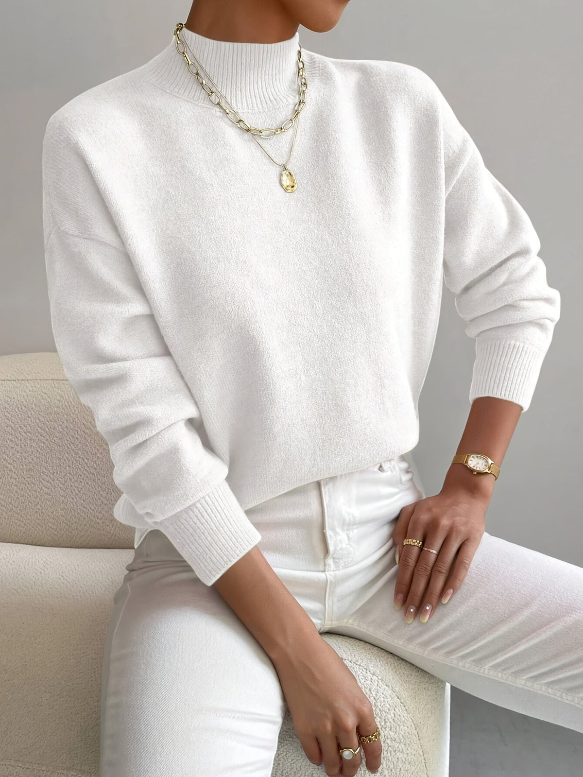 Leonie Demy | Women's Plain Long Sleeves Sweater