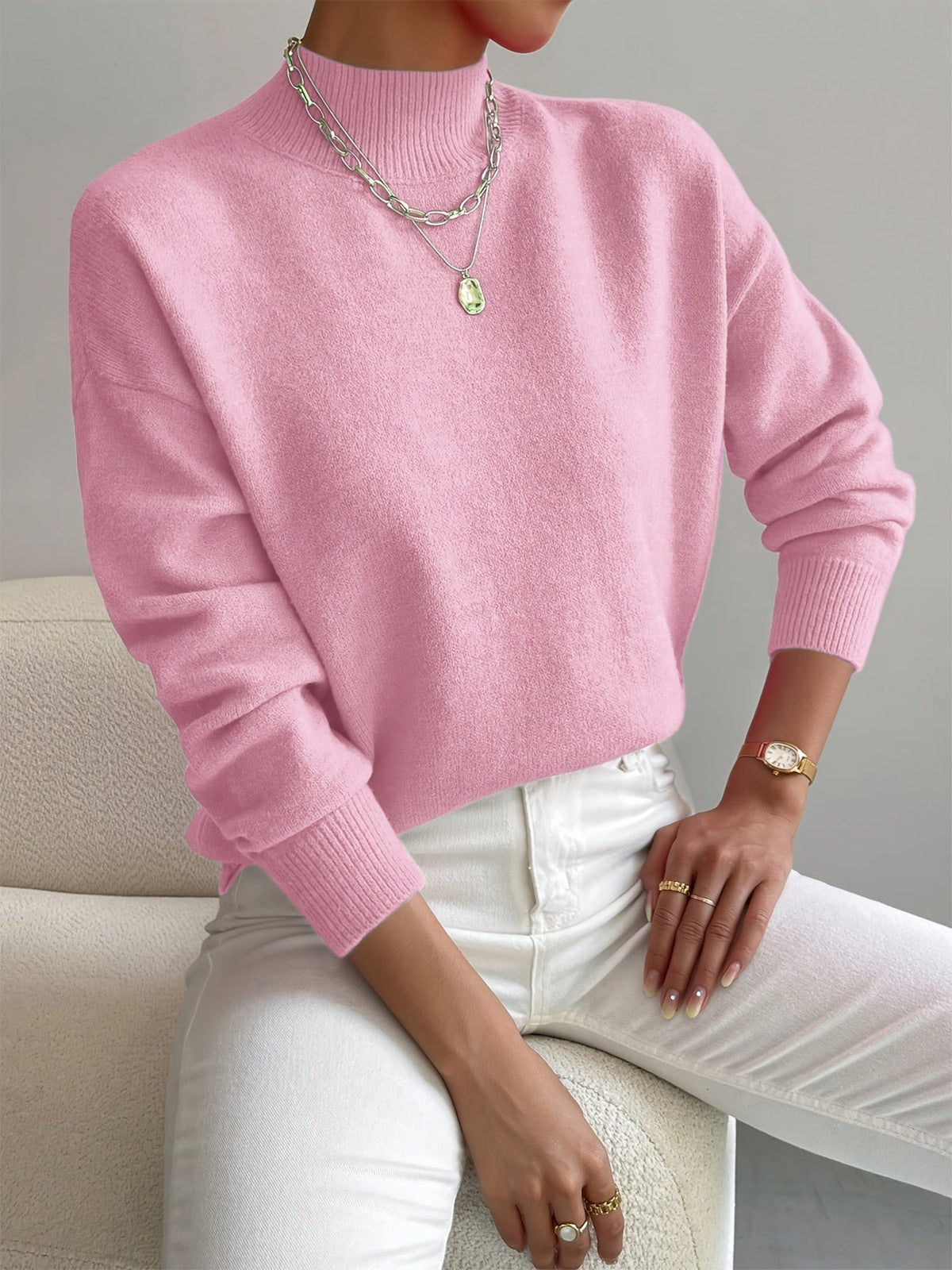 Leonie Demy | Women's Plain Long Sleeves Sweater