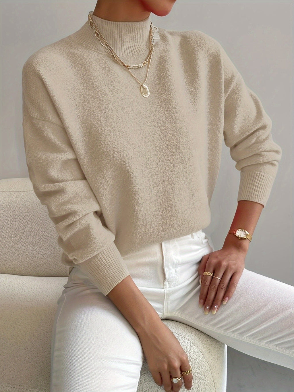 Leonie Demy | Women's Plain Long Sleeves Sweater