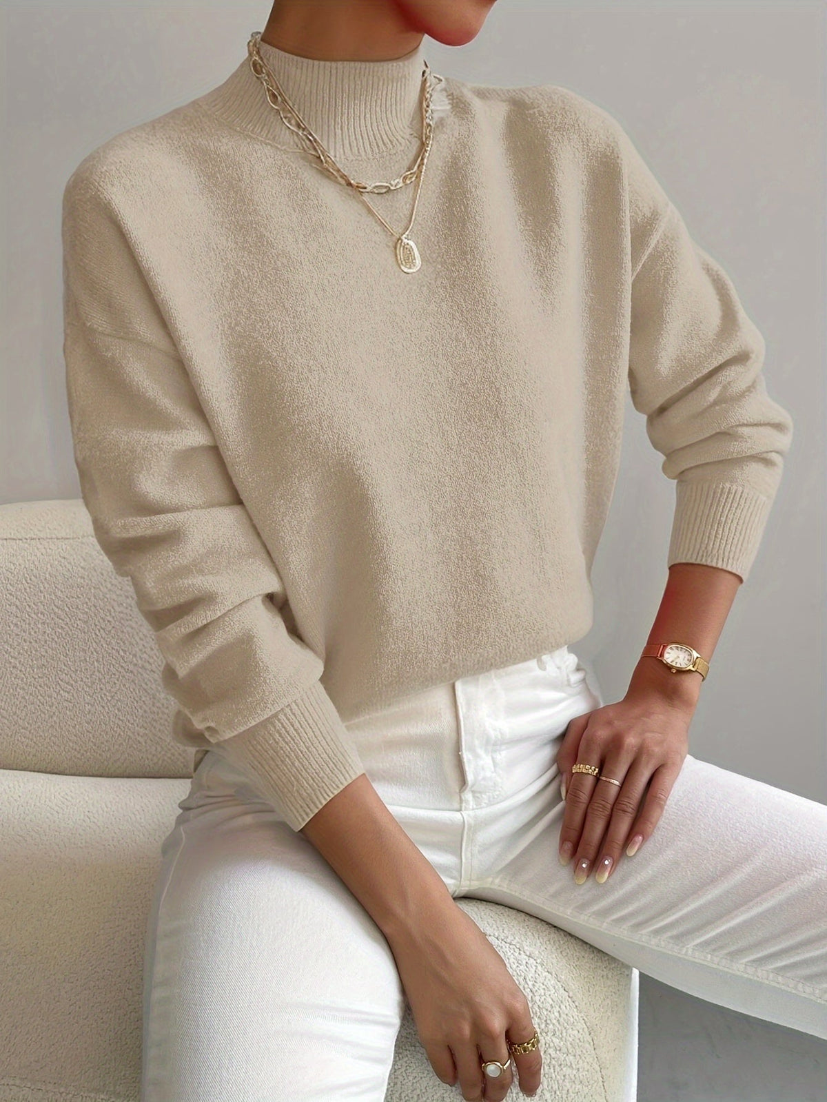 Leonie Demy | Women's Plain Long Sleeves Sweater