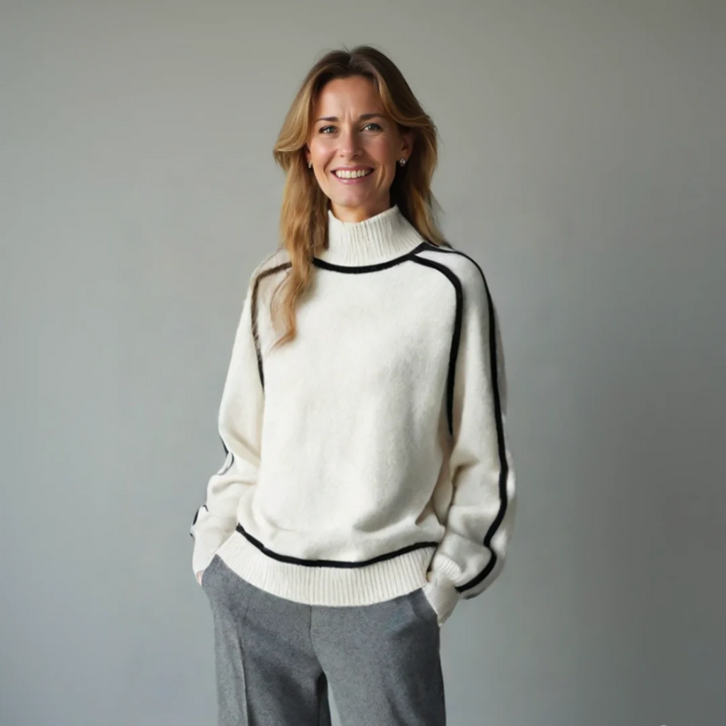 Liliane Derain | Women's Turtleneck Sweater with Voluminous Sleeves