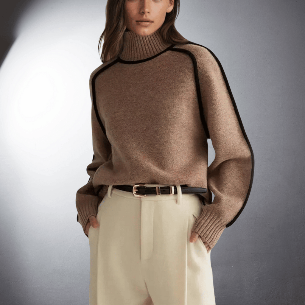 Liliane Derain | Women's Turtleneck Sweater with Voluminous Sleeves