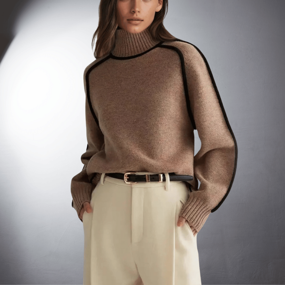 Liliane Derain | Women's Turtleneck Sweater with Voluminous Sleeves