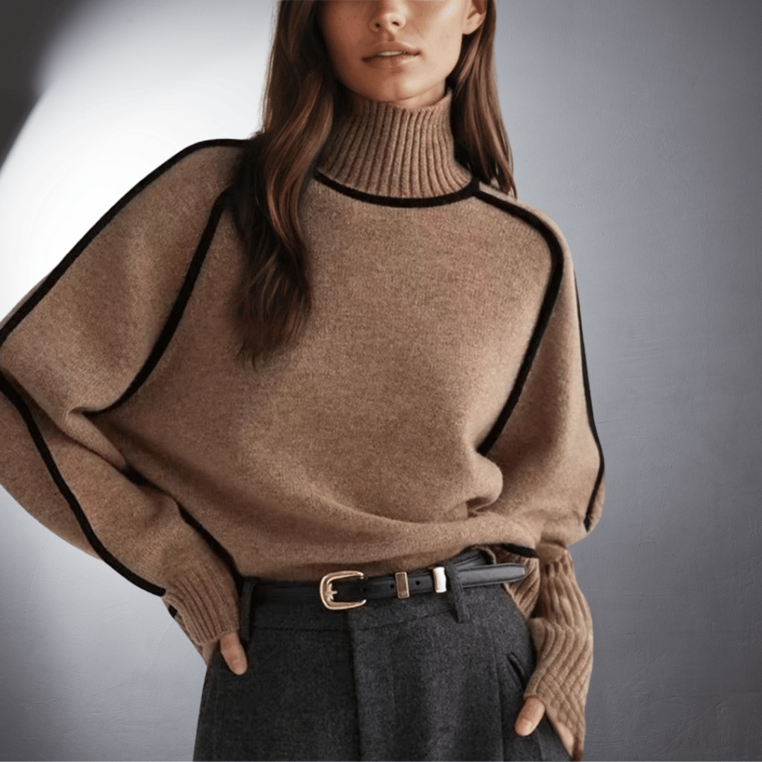 Liliane Derain | Women's Turtleneck Sweater with Voluminous Sleeves