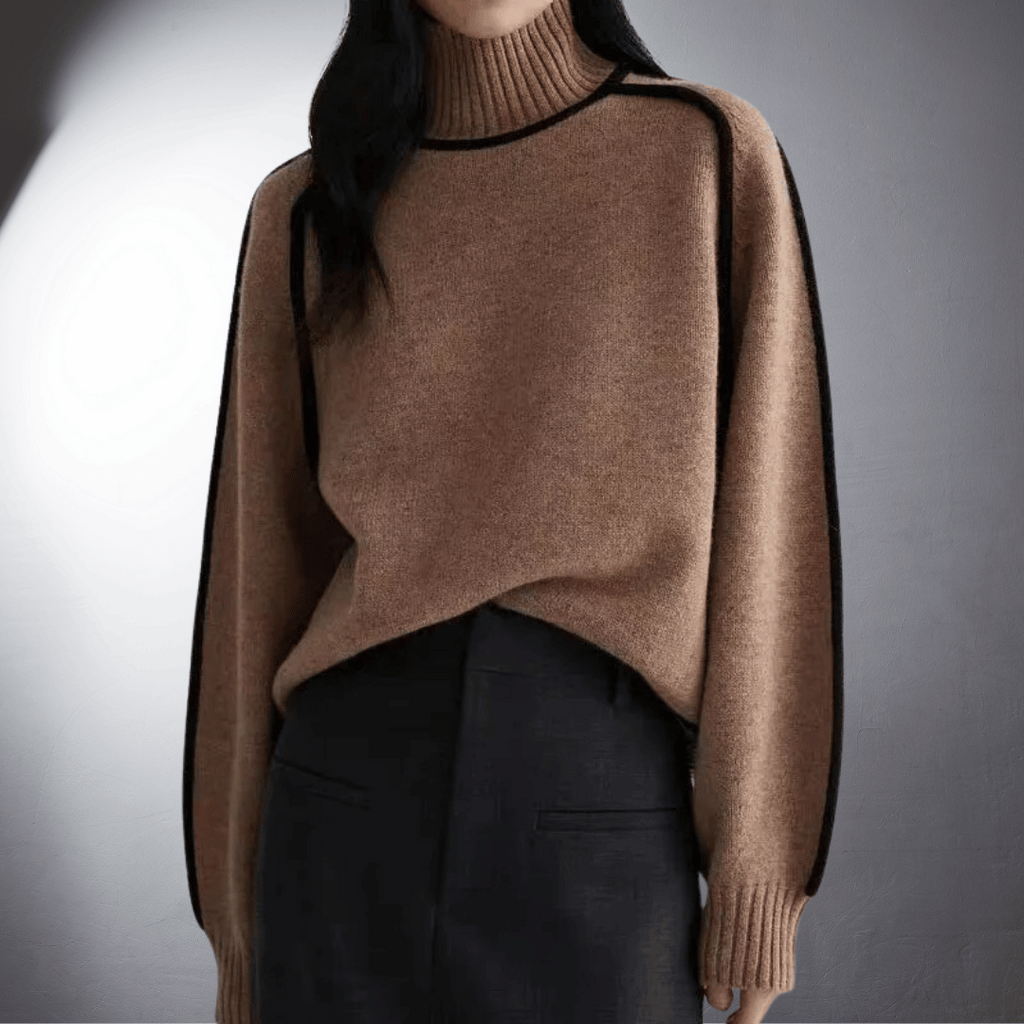 Liliane Derain | Women's Turtleneck Sweater with Voluminous Sleeves