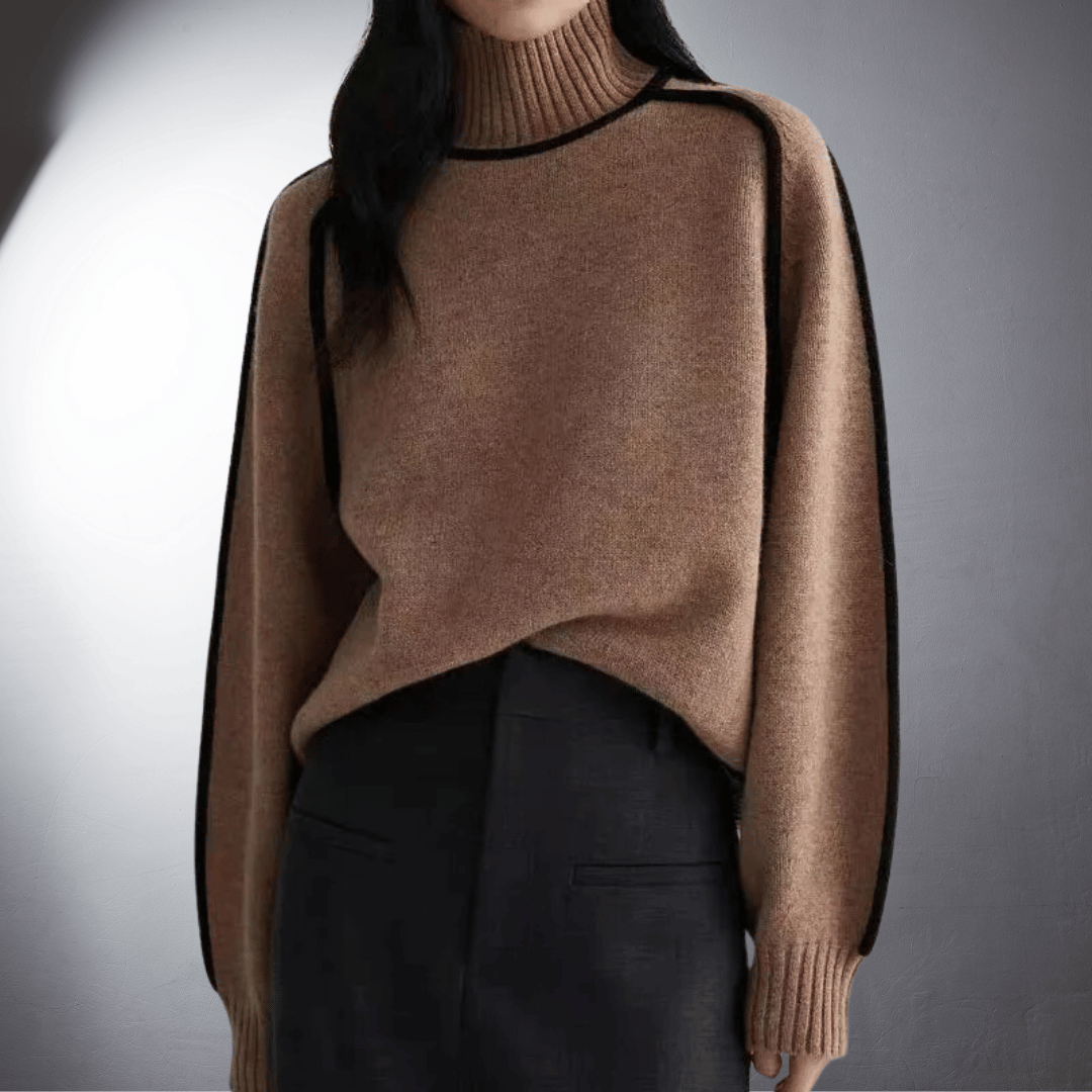 Liliane Derain | Women's Turtleneck Sweater with Voluminous Sleeves