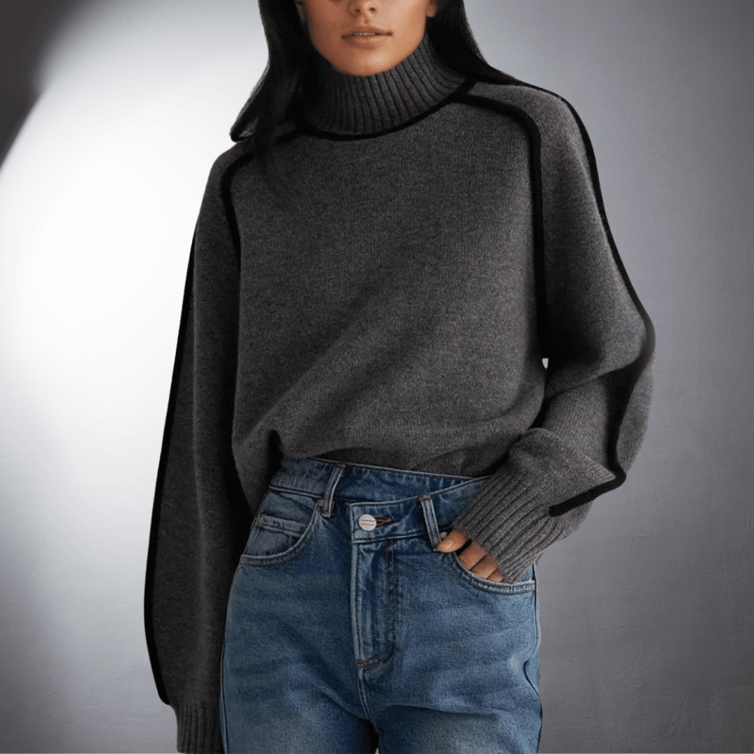 Liliane Derain | Women's Turtleneck Sweater with Voluminous Sleeves