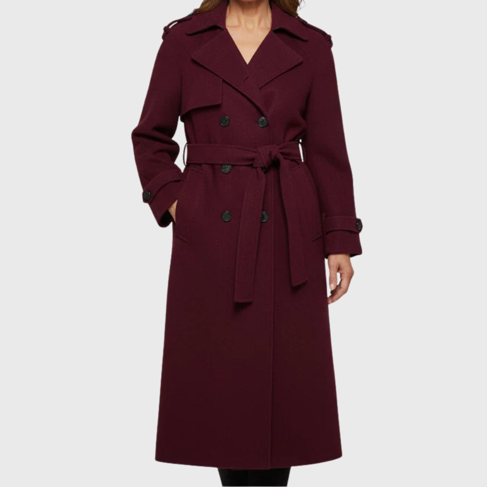 Émilie Mareau | Women's Long Double Breasted Belted Outerwear Coat