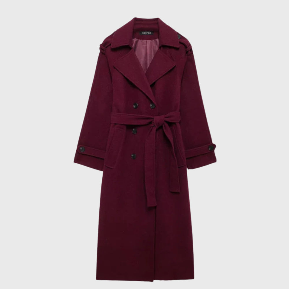 Émilie Mareau | Women's Long Double Breasted Belted Outerwear Coat