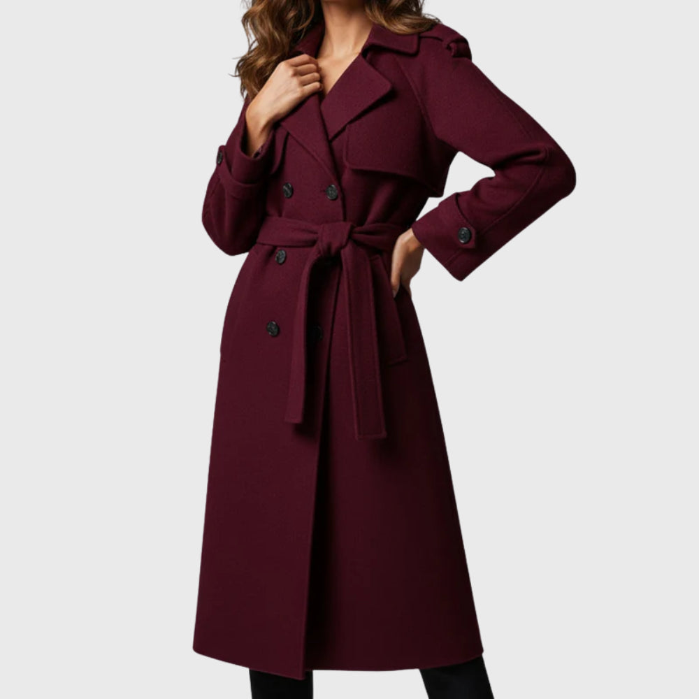 Émilie Mareau | Women's Long Double Breasted Belted Outerwear Coat