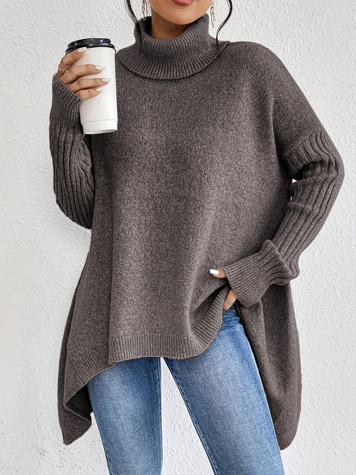 Lucie Devaux | Women's Folded Turtleneck Loose Fit Sweater